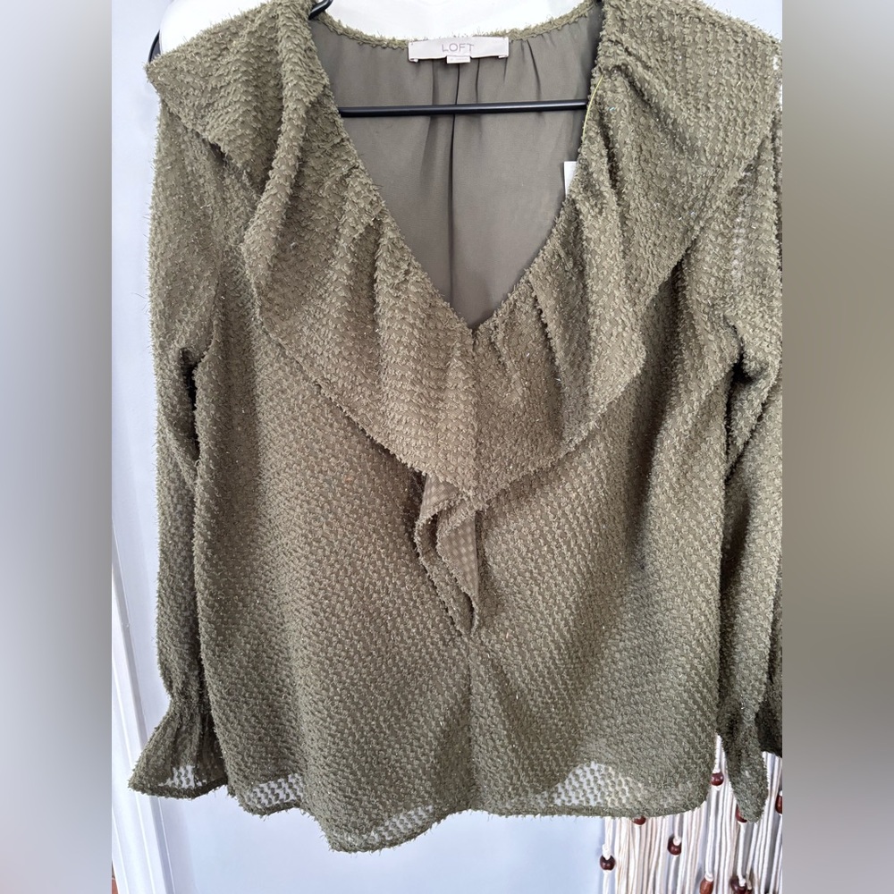 LOFT top with sparkling threads throughout. Size Small made in Indonesia